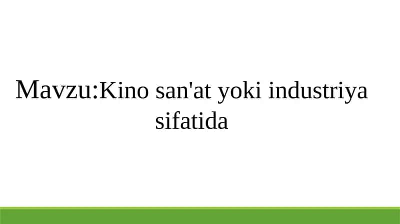 kino va sanat