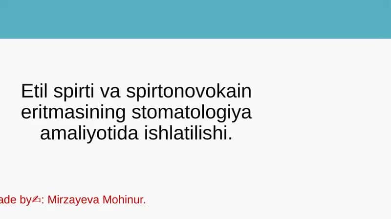 Etil spirti va spirtonovokain eritmasi
