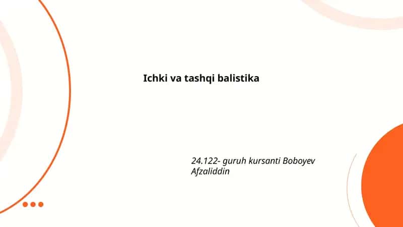 Ichki va tashqi balistika