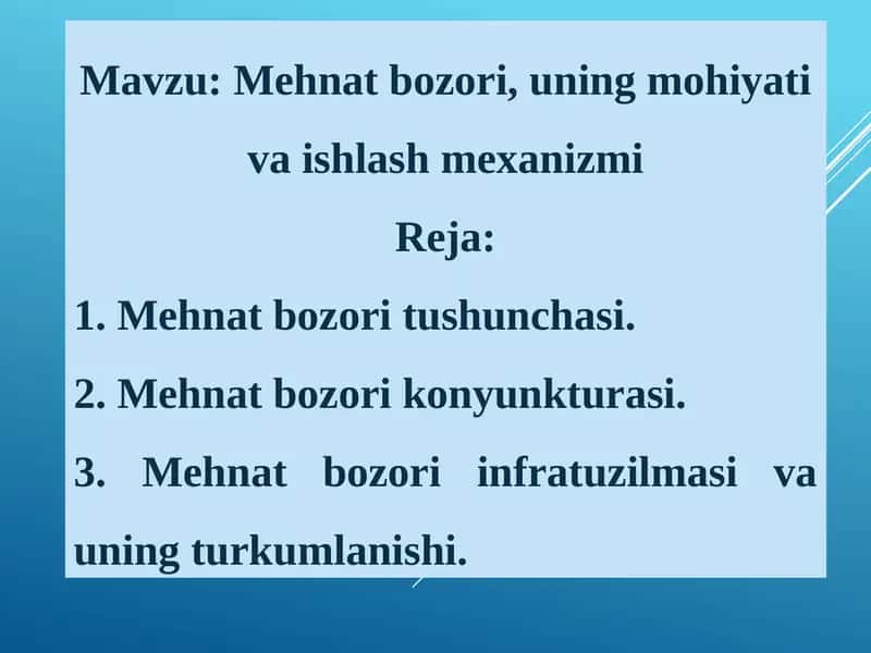 Mehnat bozori, uning mohiyati va ishlash mexanizmi