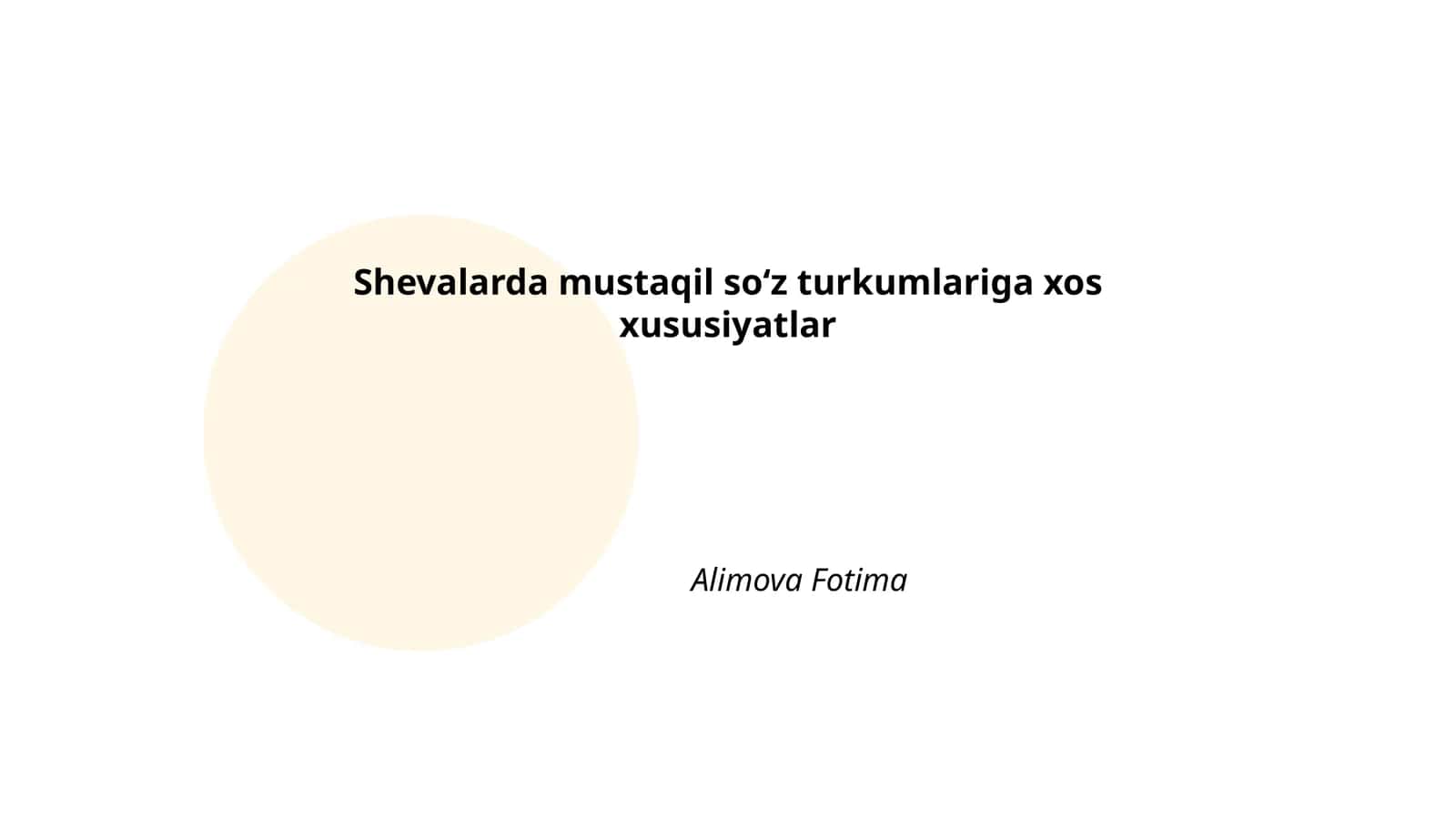Shevalarda mustaqil soʻz turkumlariga xos xususiyatlar