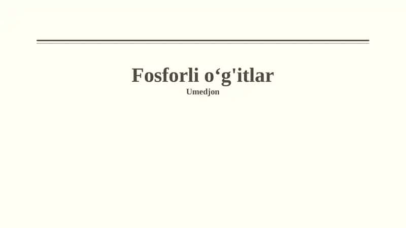 Fosforli o'g'itlar