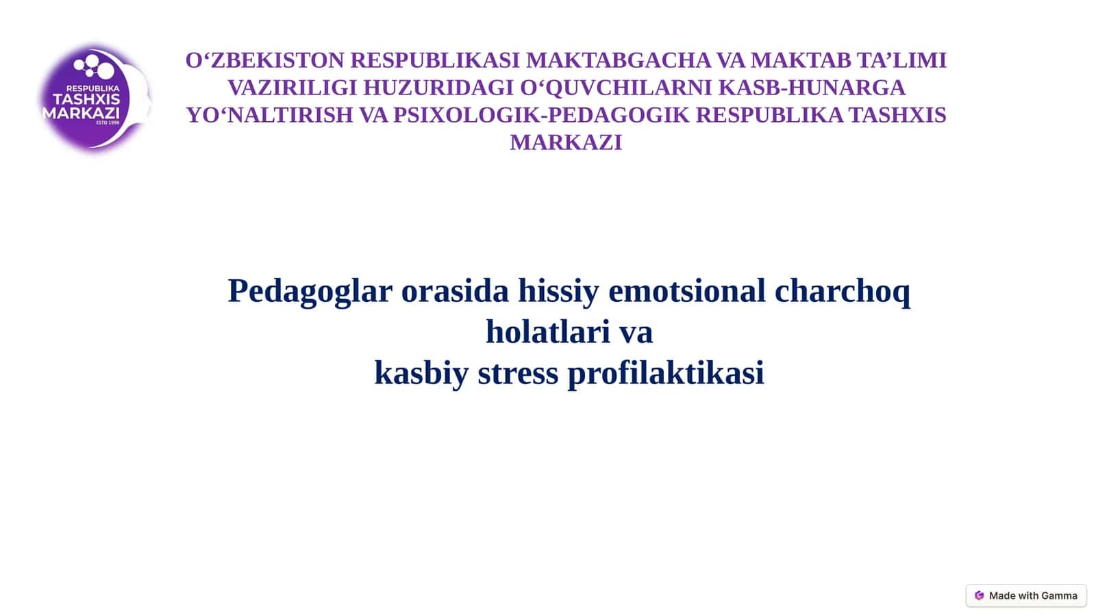 Pedagoglar orasida hissiy-emotsional charchoq holatlari va kasbiy stress profilaktikasi