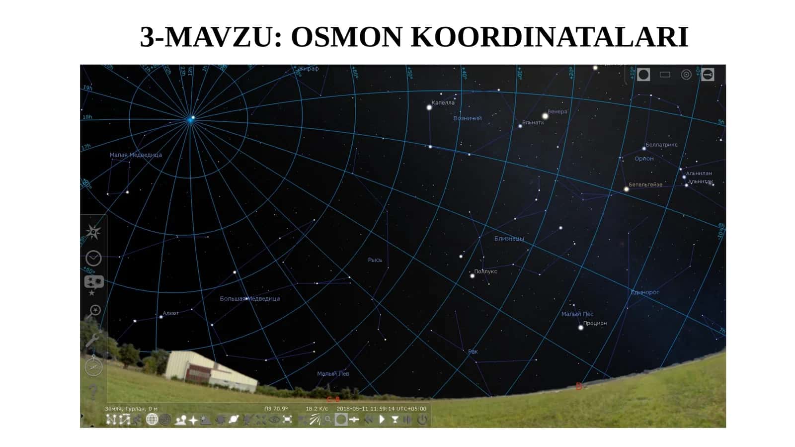 11-sinf Astronomiya dars ishlanma. Osmon koordinatalari