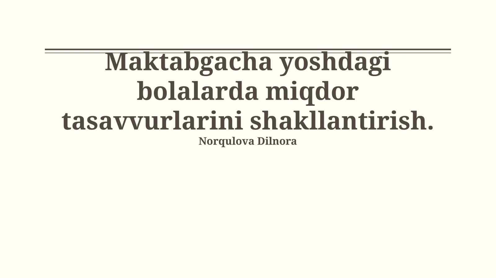 Miqdoriy tushunchalarni shakllantirish