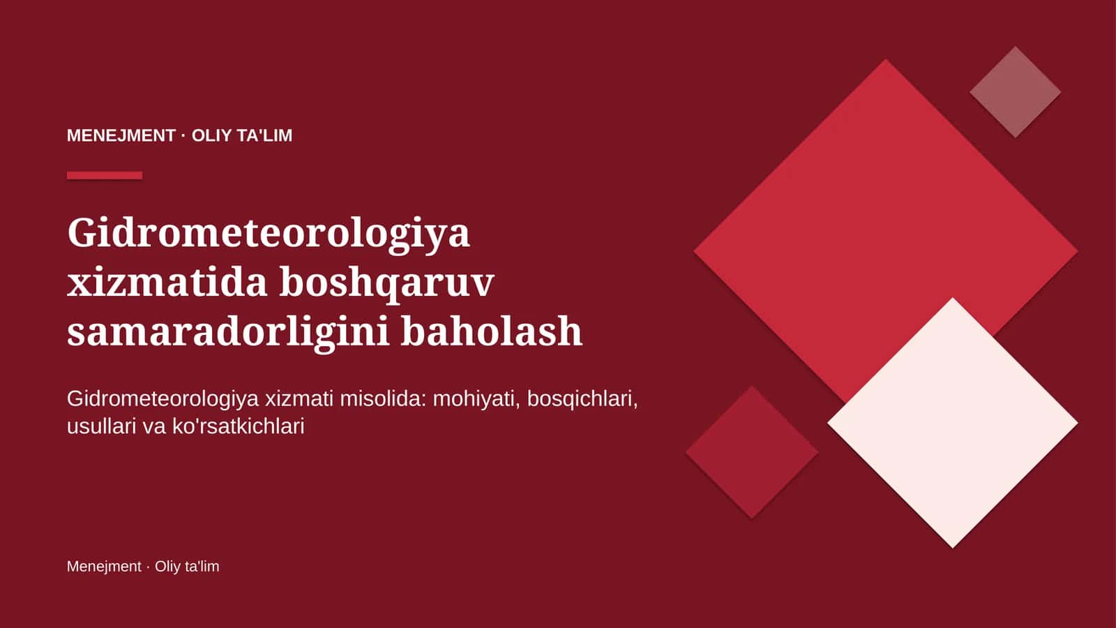gidrometeorologiya xizmatida boshqaruv samaradorligini baholash 2921