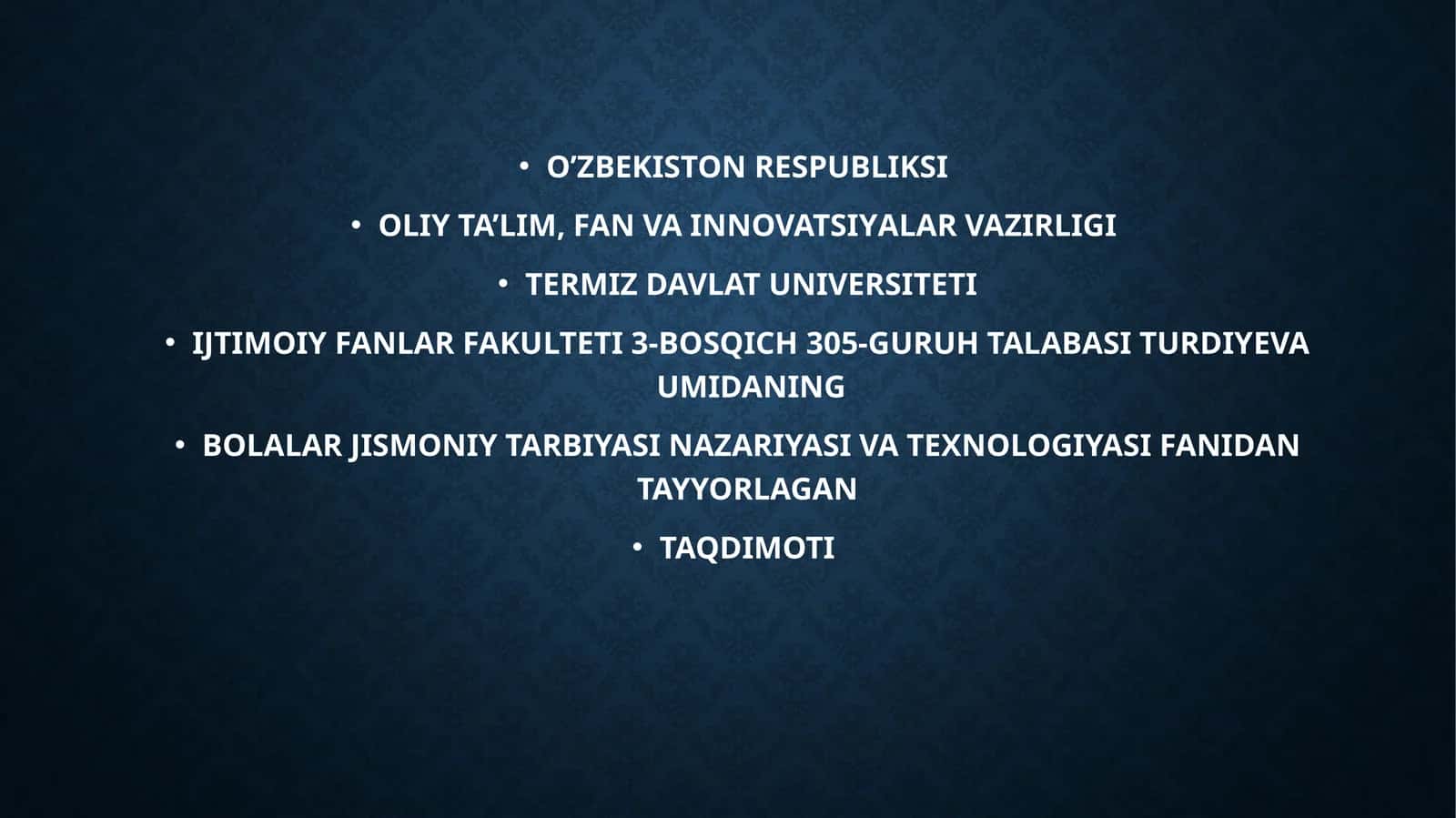 Bolalar Jismoniy Tarbiyasi Nazariyasi va Texnologiyasi