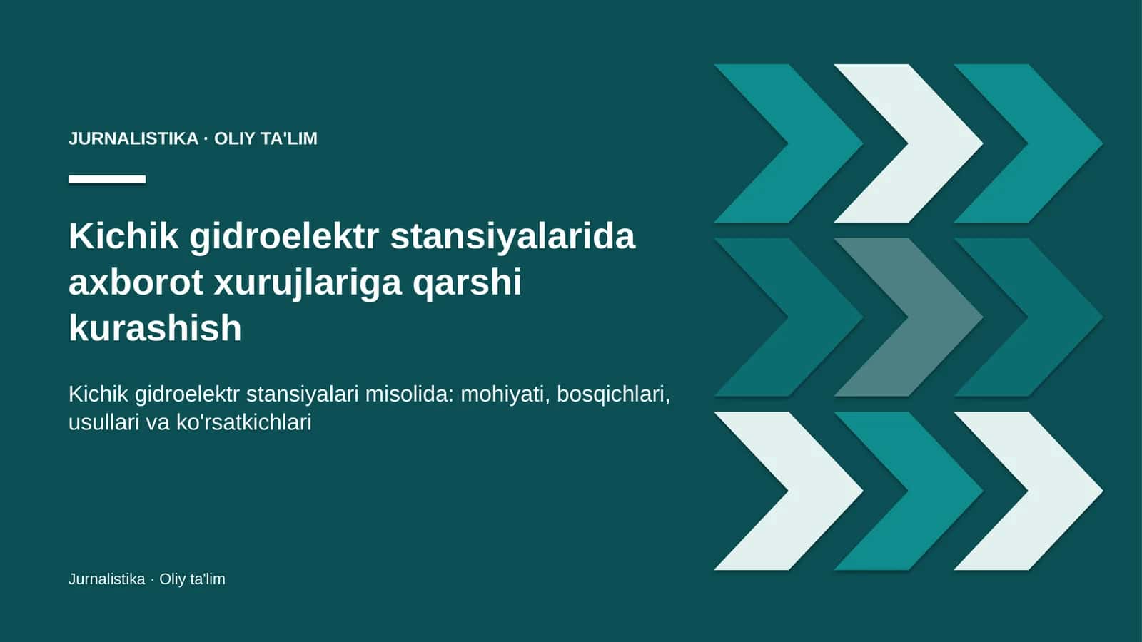Kichik gidroelektr stansiyalarida axborot xurujlariga qarshi kurashish