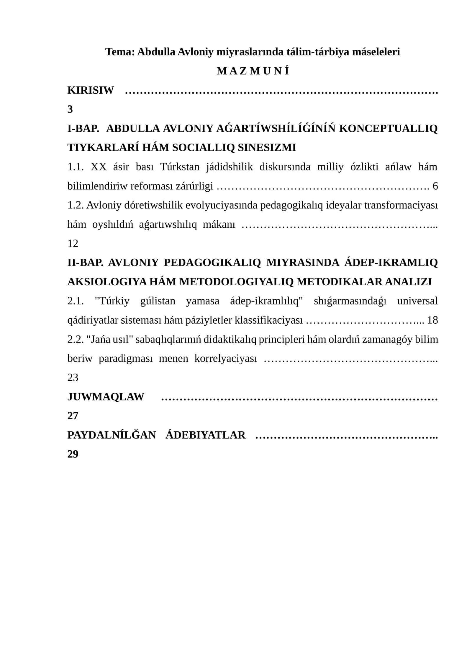 Abdulla Avloniy miyraslarında tálim-tárbiya máseleleri