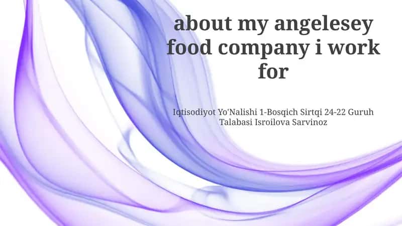 My Angelesey Food Company