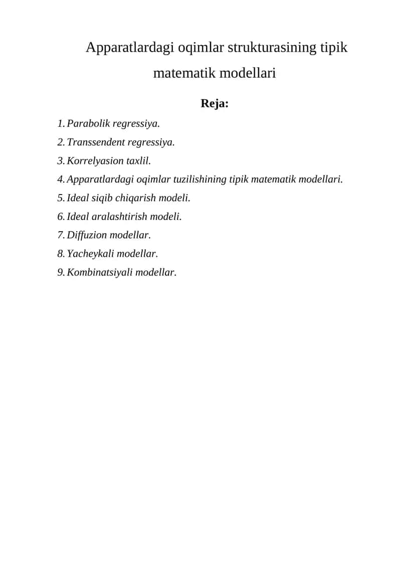 Apparatlardagi oqimlar strukturasi