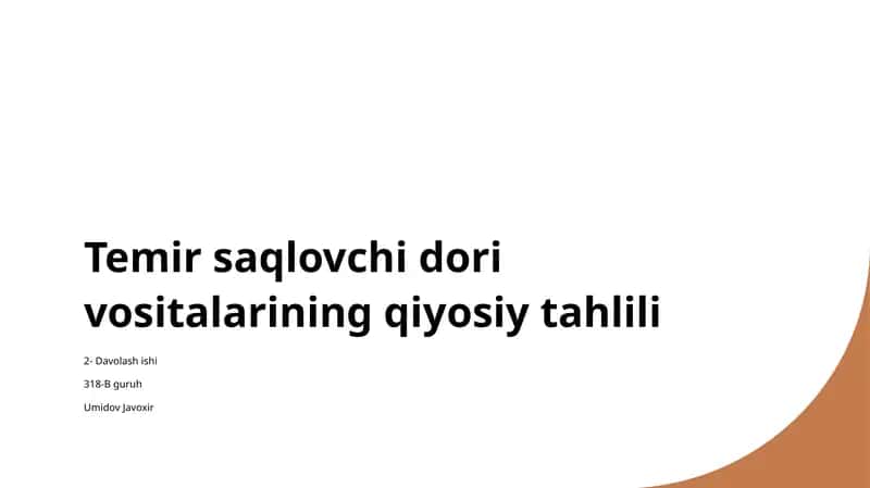 Temir saqlovchi dori vositalarining qiyosiy tahlili
