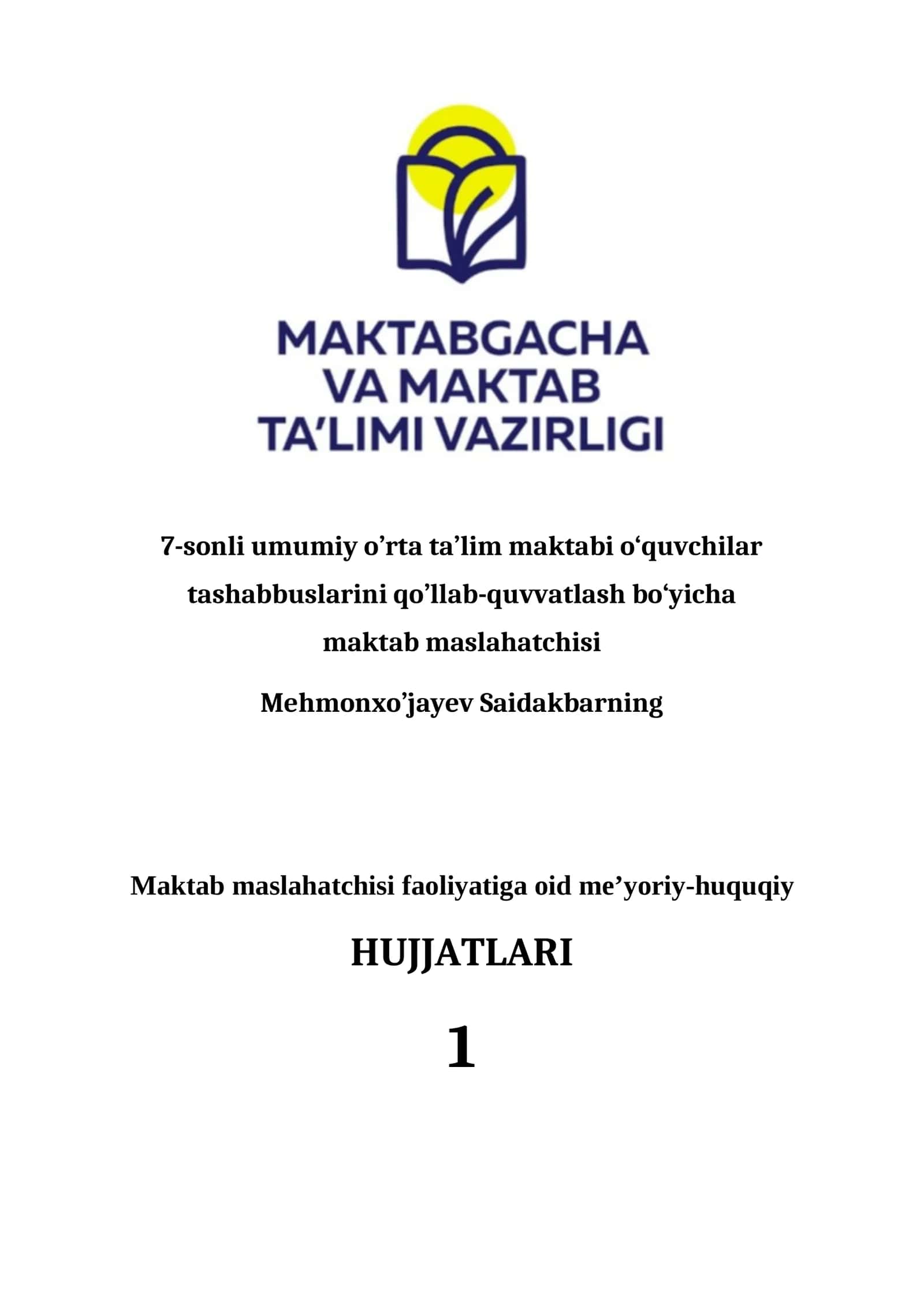 maktab maslahatchilari uchun papka yuzlari namuna 2026-2027 oʻquv yili