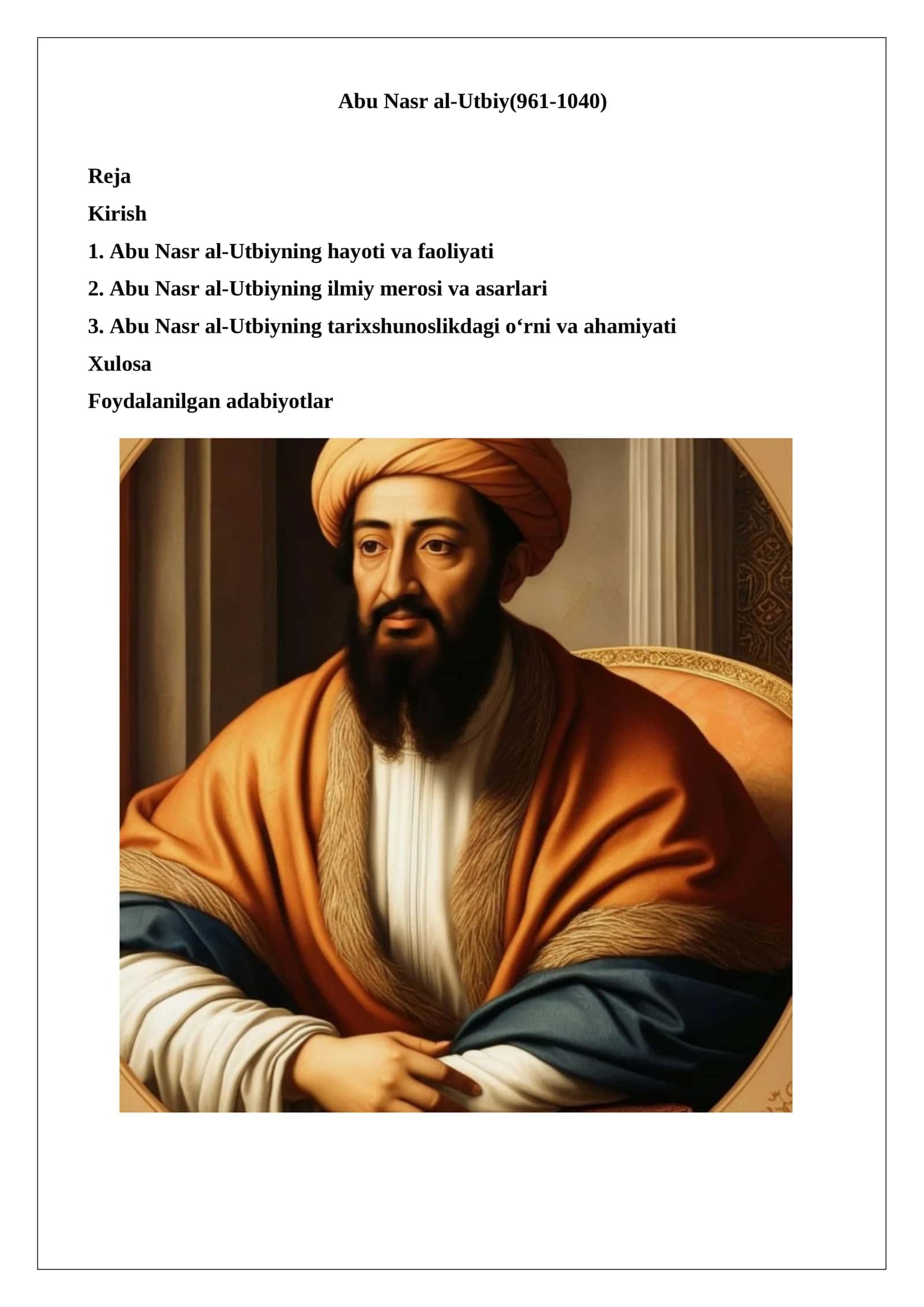 Abu Nasr al-Utbiyning hayoti va faoliyati