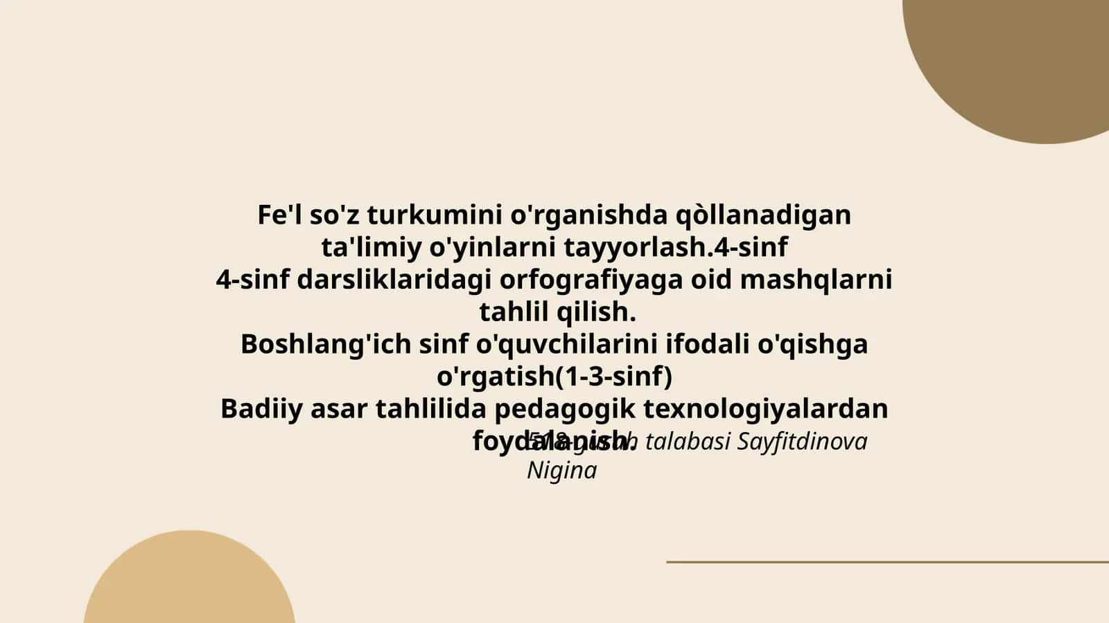 Fe'l so'z turkumini o'rganish ta'limiy o'yinlar