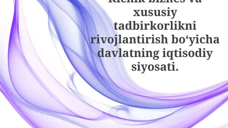 Kichik biznes va xususiy tadbirkorlikni rivojlantirishning tarixiy asoslari va maqsadlari