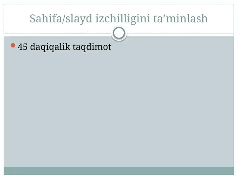 Sahifa/slayd izchilligini taʼminlash