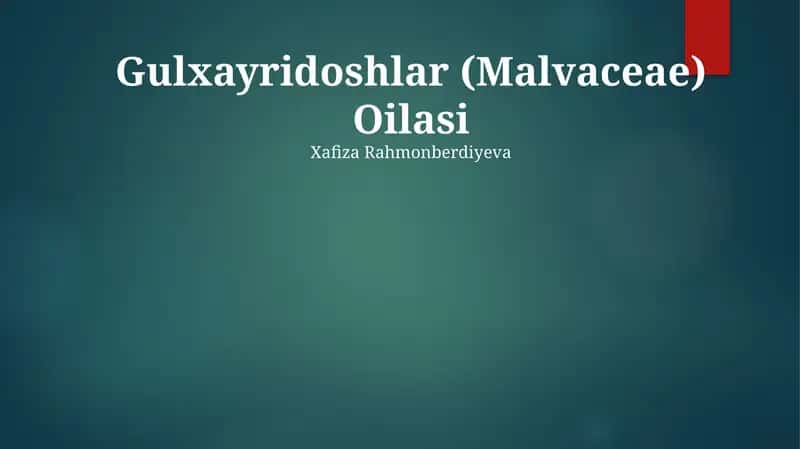 Gulxayridoshlar (Malvaceae) Oilasi