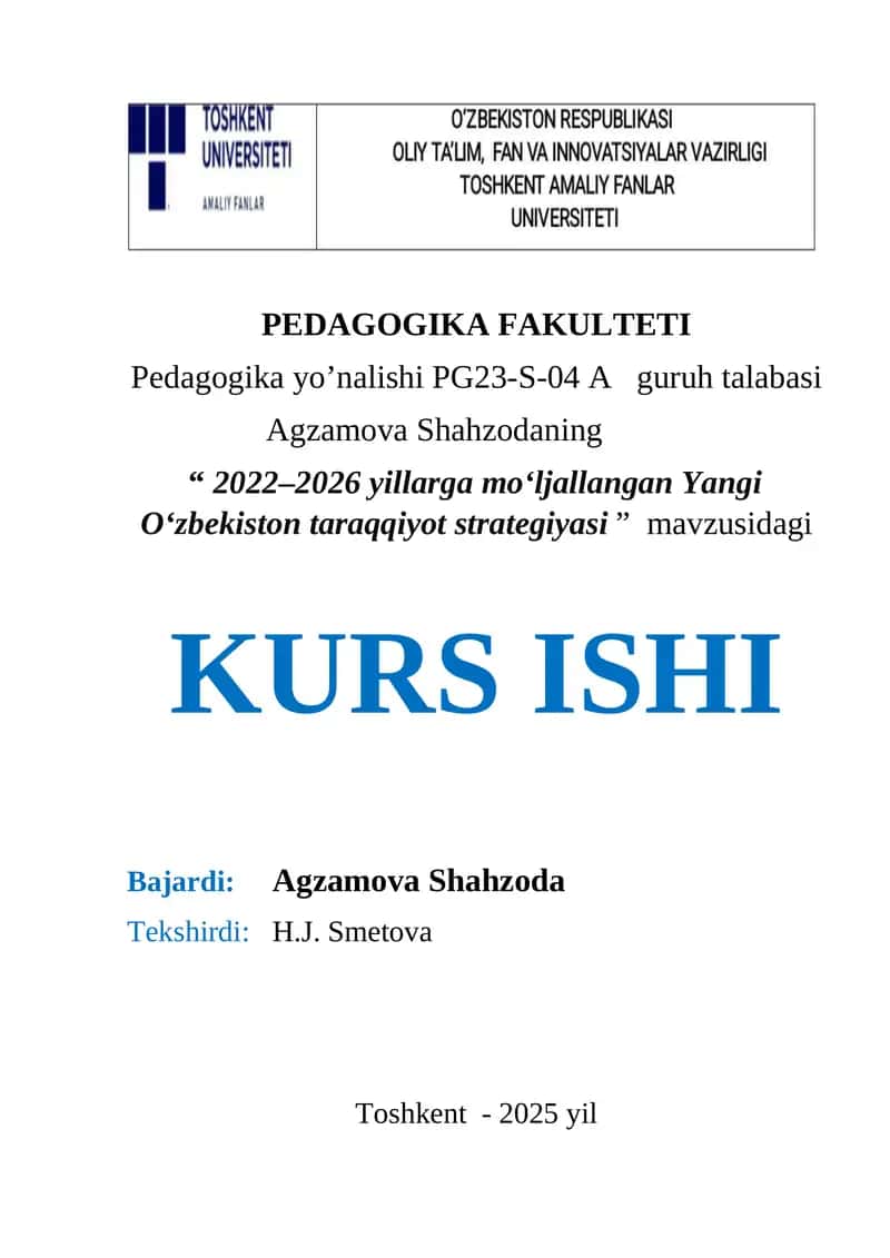 Yangi O‘zbekiston taraqqiyot strategiyasi