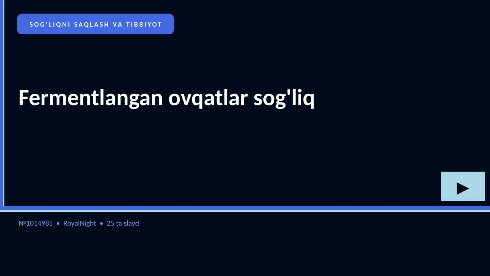 SOG'LIQNI SAQLASH VA TIBBIYOT