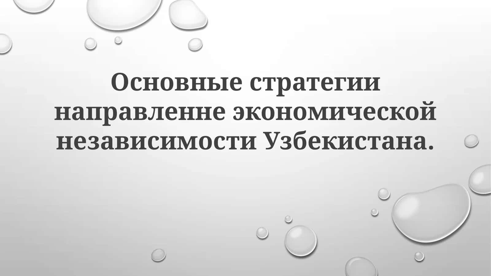 Основные стратегии направленные на экономическую независимость Узбекистана