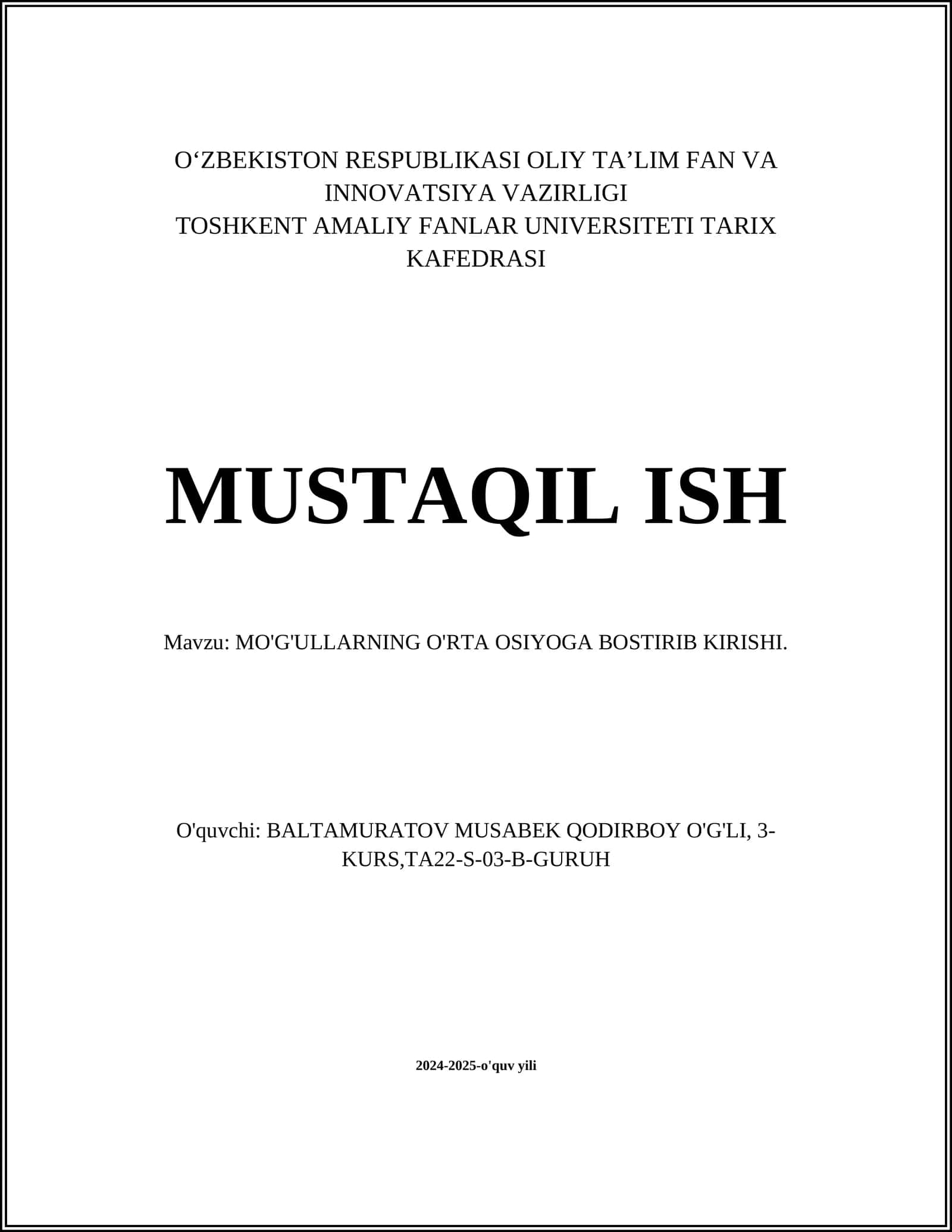 Mo'g'ullar imperiyasining tashkil topishi