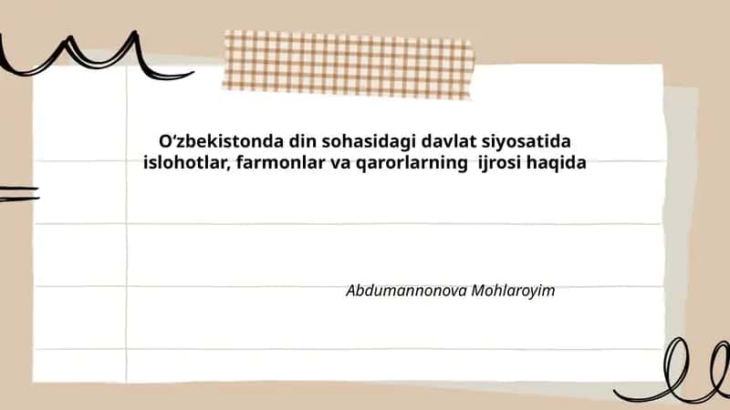 Oʻzbekistonda Din Sohasidagi Davlat Siyosati