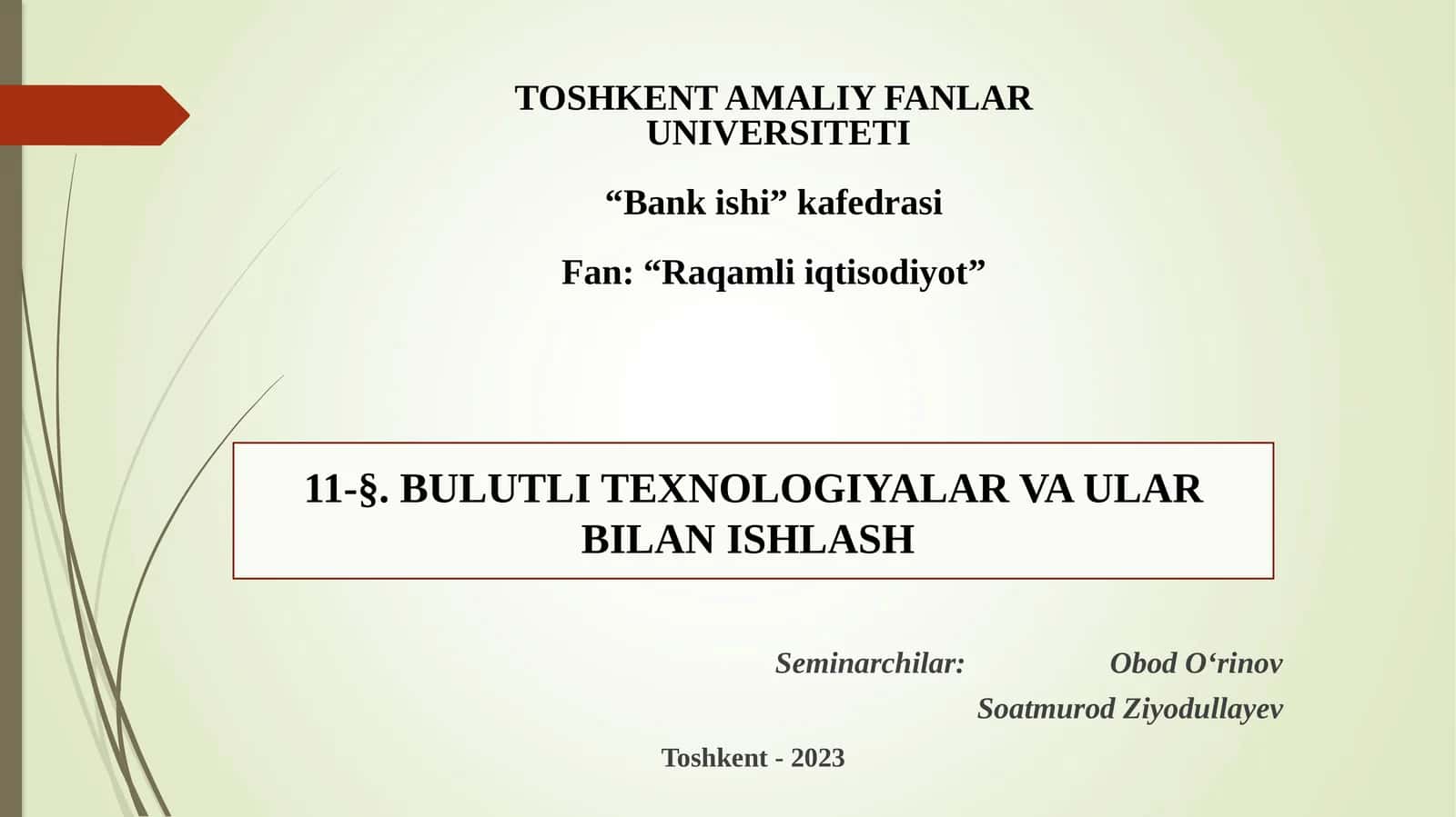 Bulutli Texnologiyalar Va Ular Bilan Ishlash