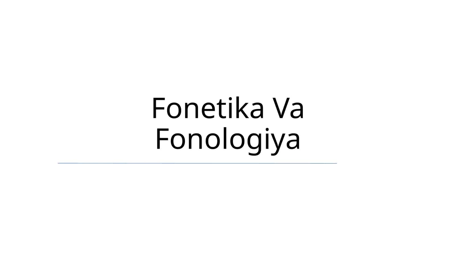 Fonetika Va Fonologiya