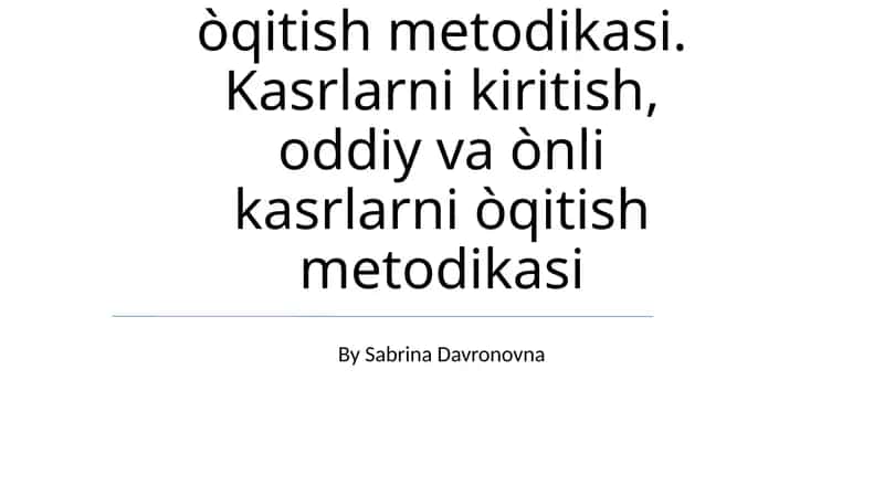 Tabiiy sonlarni òqitish metodikasi