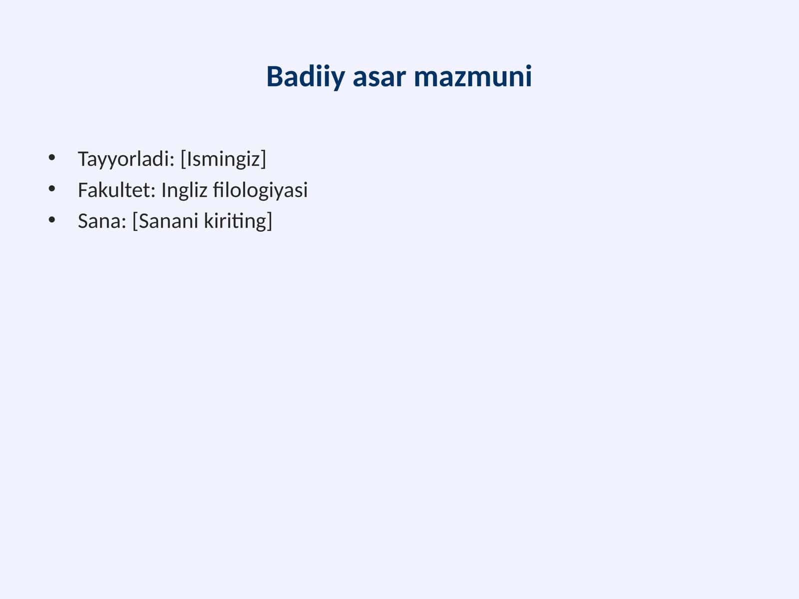 Badiiy asar mazmuni