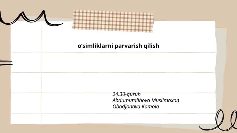 oʻsimliklarni parvarish qilish