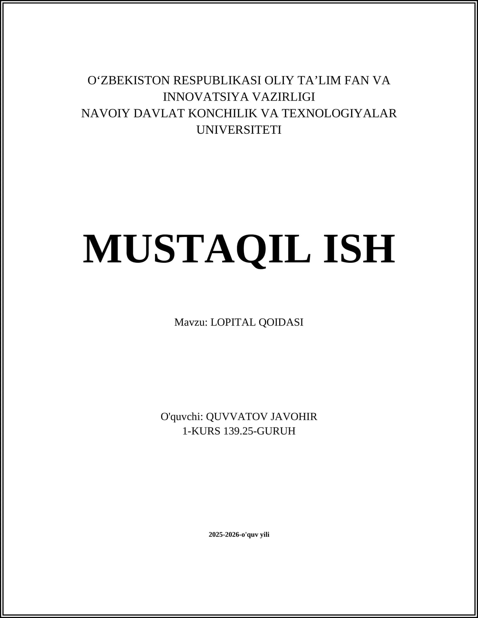 L'Hôpital qoidasi
