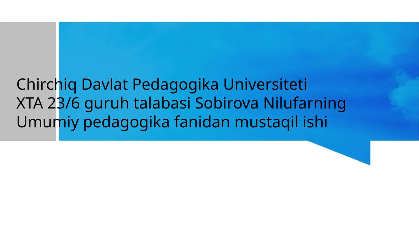 Umumiy pedagogika fanidan mustaqil ishi