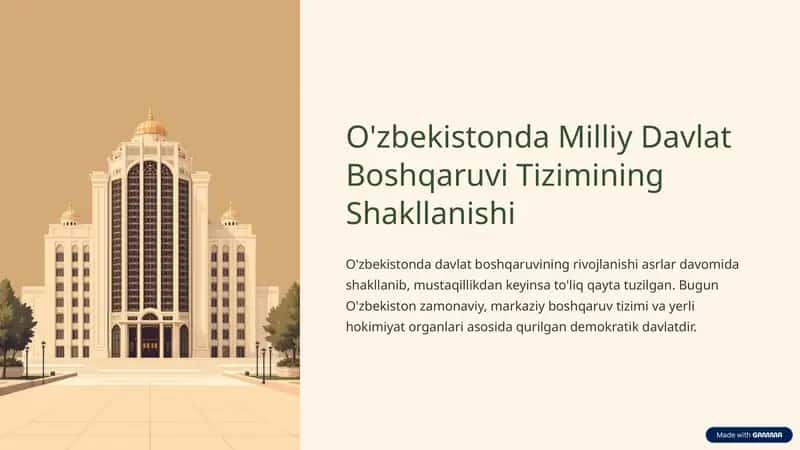 O'zbekistonda Milliy Davlat Boshqaruvi Tizimining Shakllanishi
