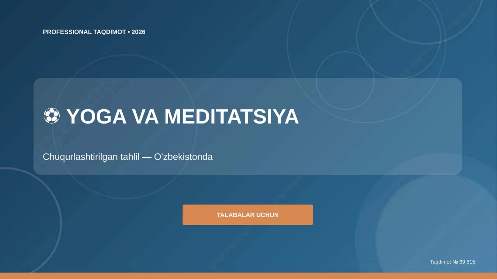 Yoga va meditatsiya: chuqurlashtirilgan tahlil (O'zbekistonda) [talabalar uchun]