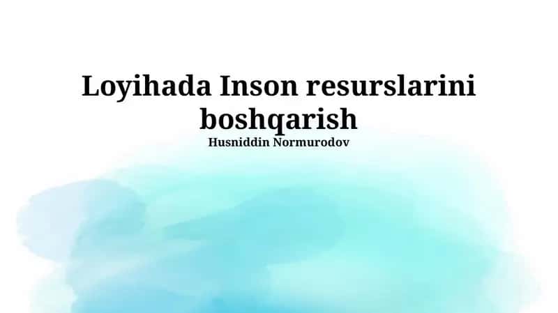 Inson resurslarini boshqarish