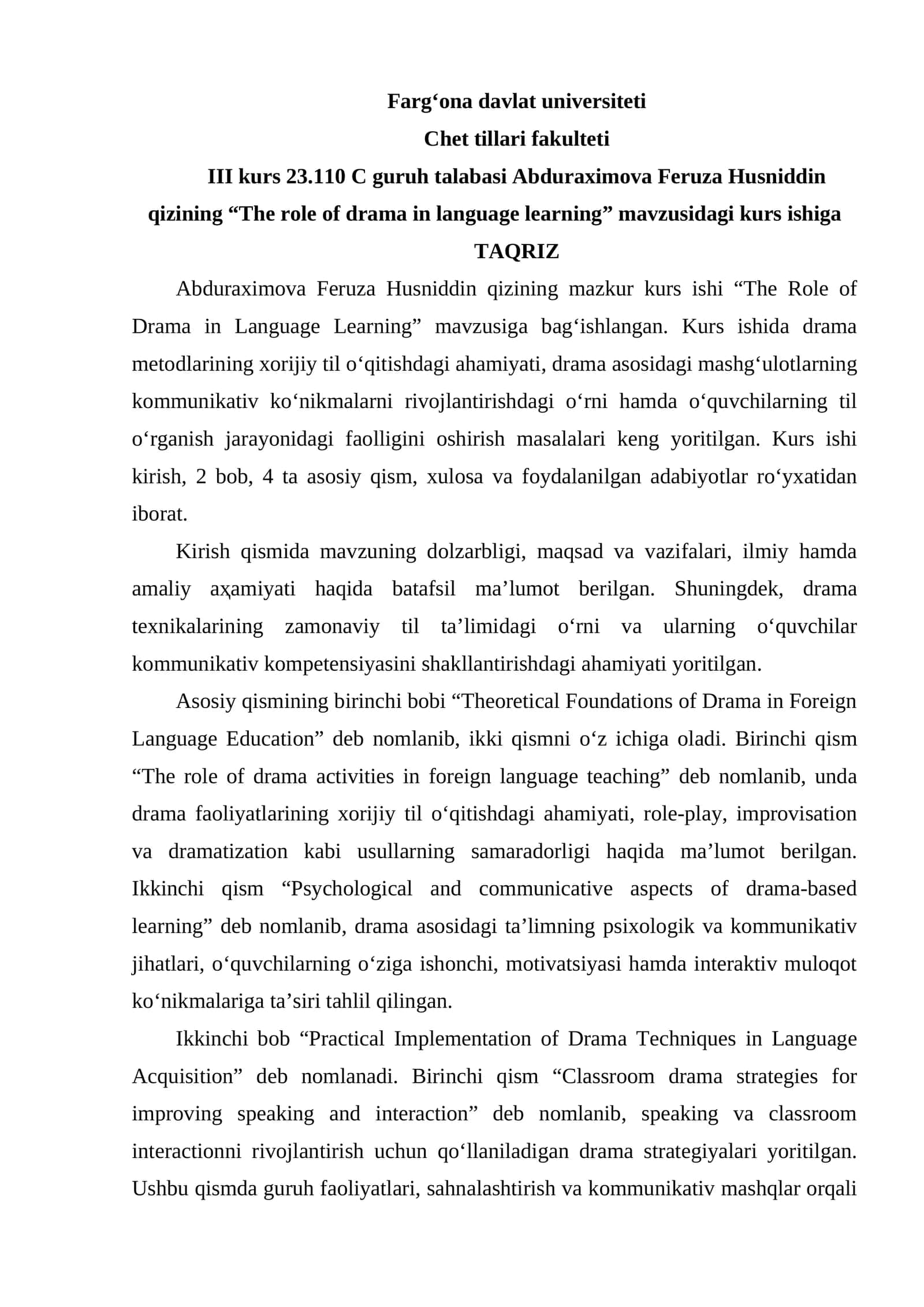 The role of drama in language learning