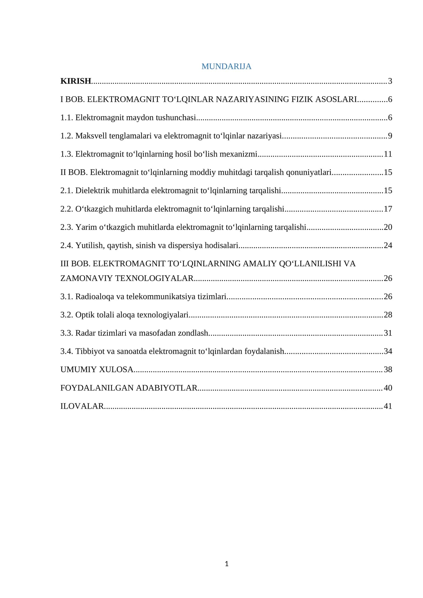 ELEKTROMAGNIT TO‘LQINLARNING AMALIY QO‘LLANILISHI VA ZAMONAVIY TEXNOLOGIYALAR