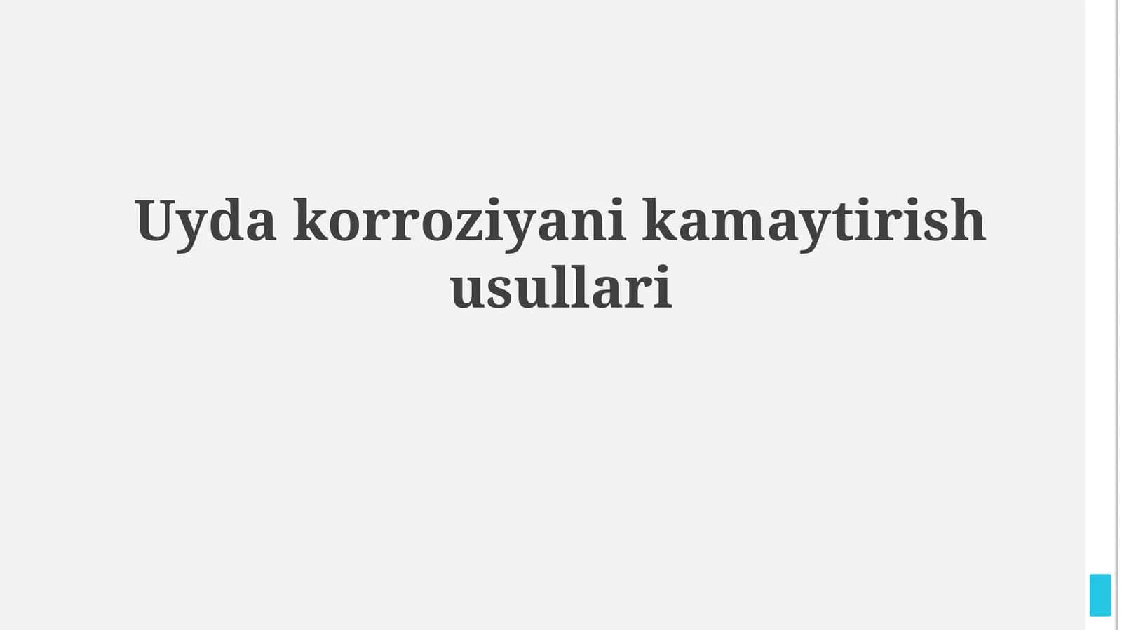 Uyda korroziyanikamaytirishusullari