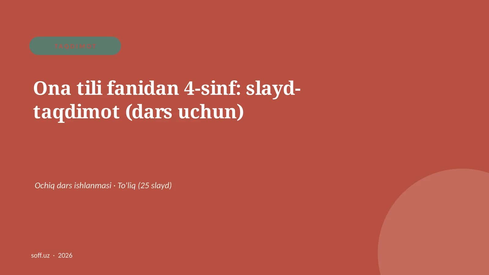 Ona tili fanidan 4-sinf: slayd-taqdimot (dars uchun)