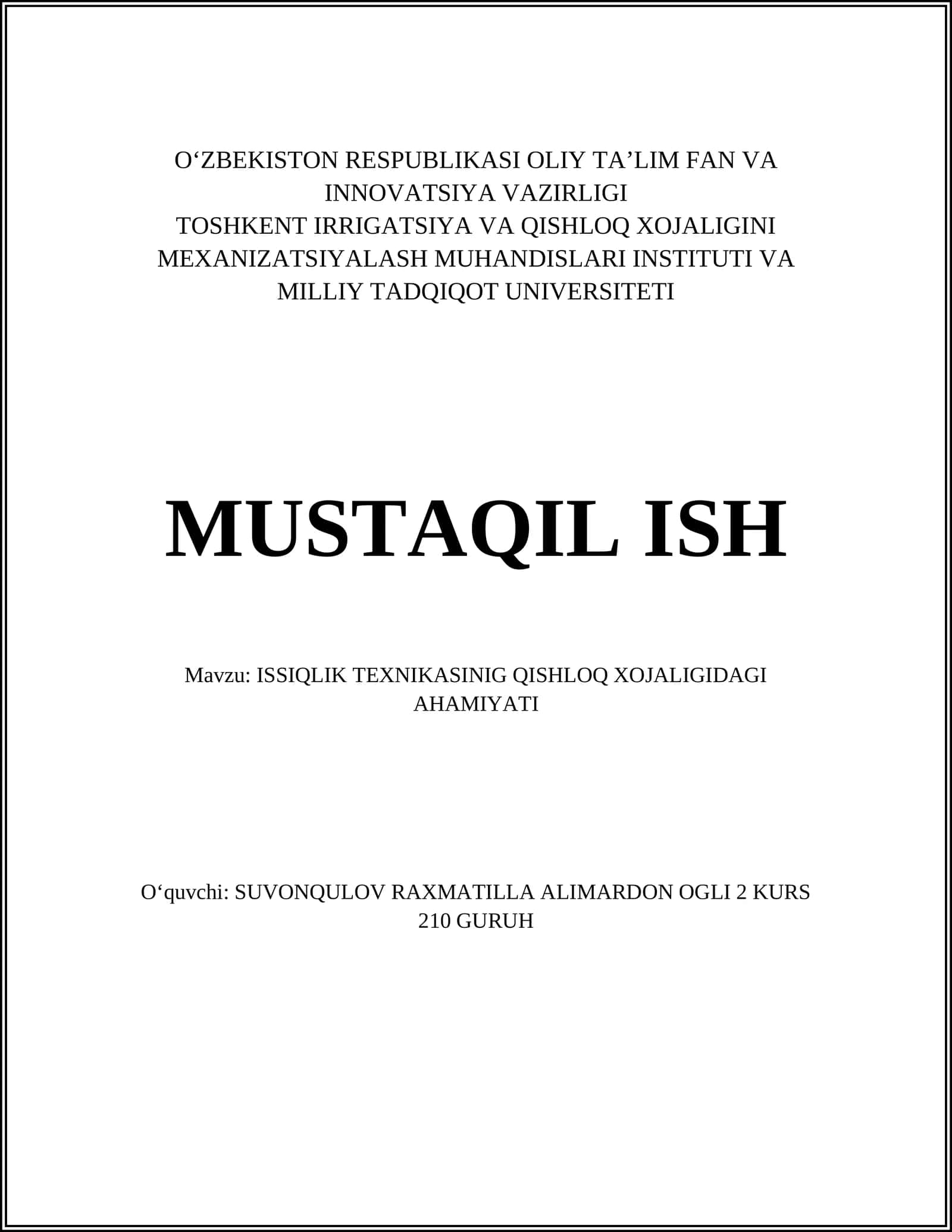 ISSIQLIK TEXNIKASI