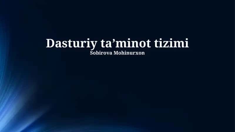 Dasturiy Ta'minot Tizimi