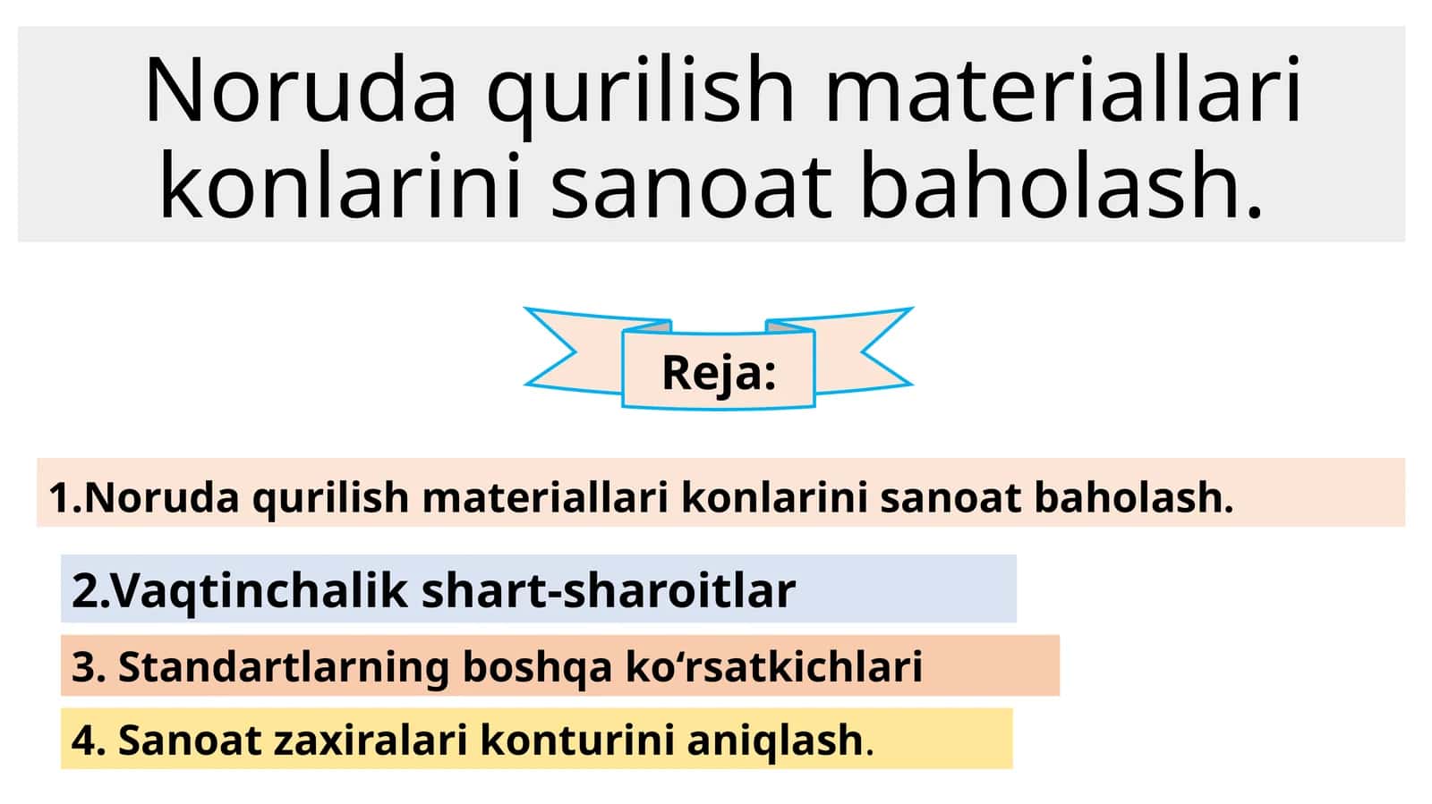 Noruda qurilish materiallari konlari ni sanoat baholash