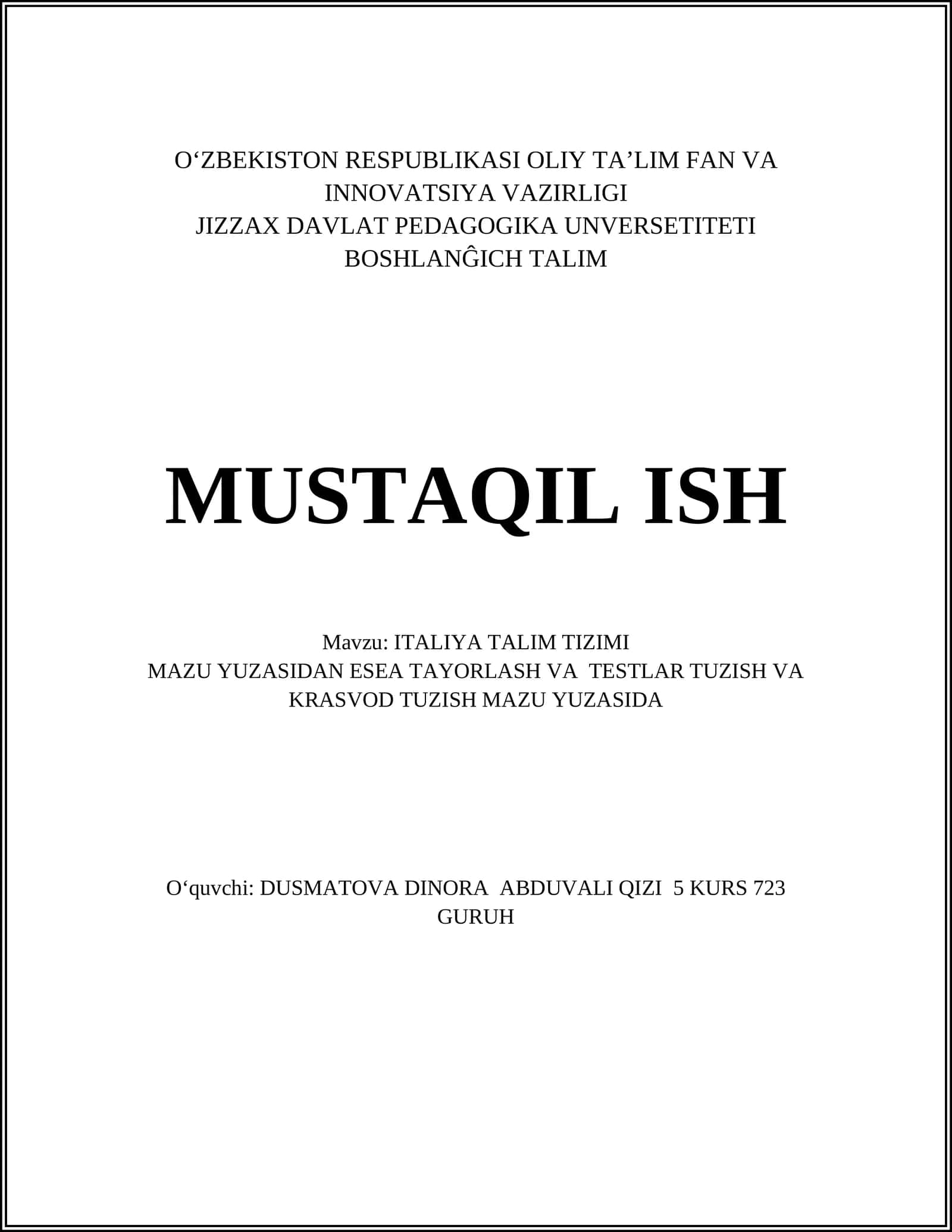 ITALIYA TALIM TIZIMI