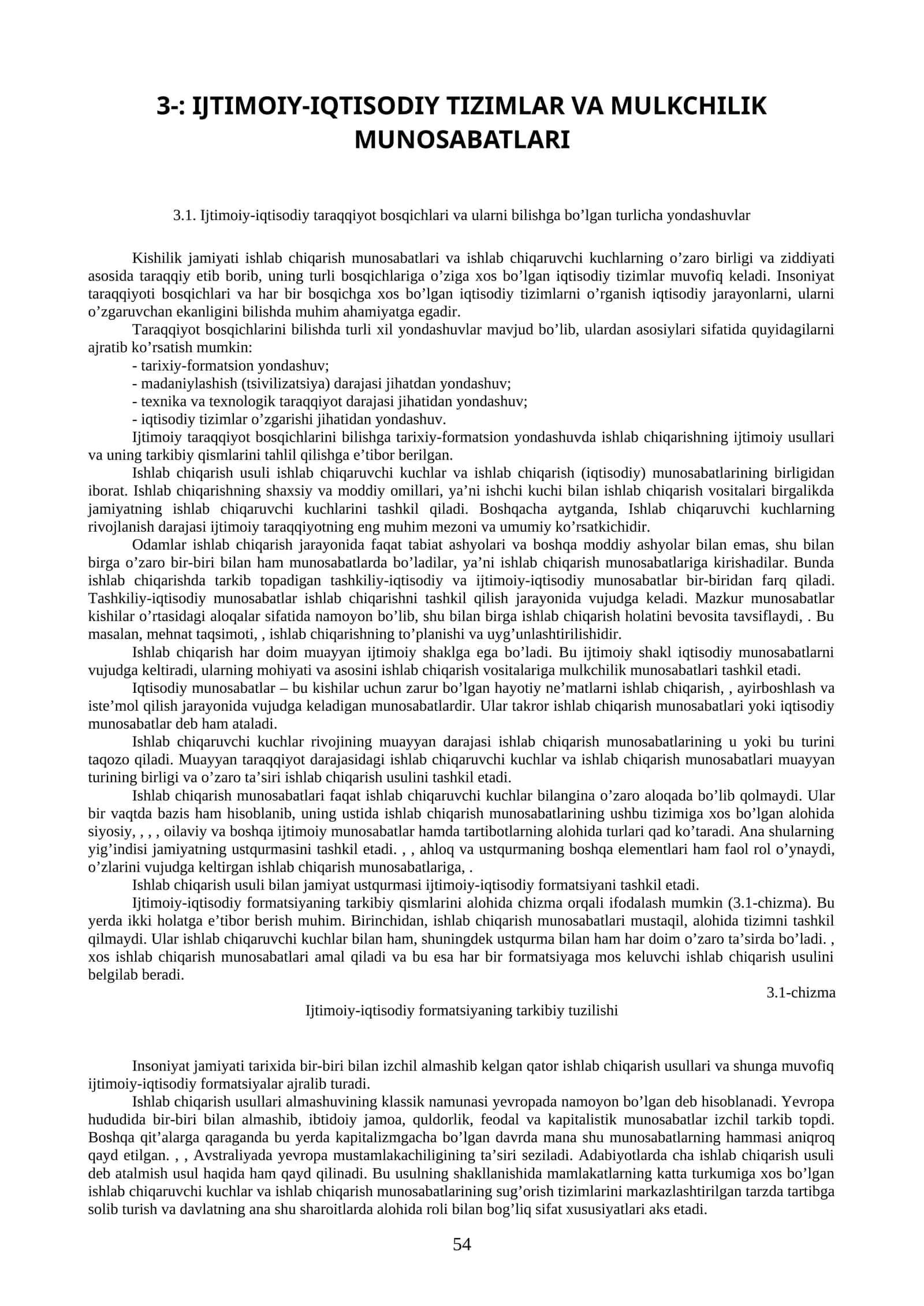 IJTIMOIY-IQTISODIY TIZIMLAR VA MULKCHILIK MUNOSABATLARI