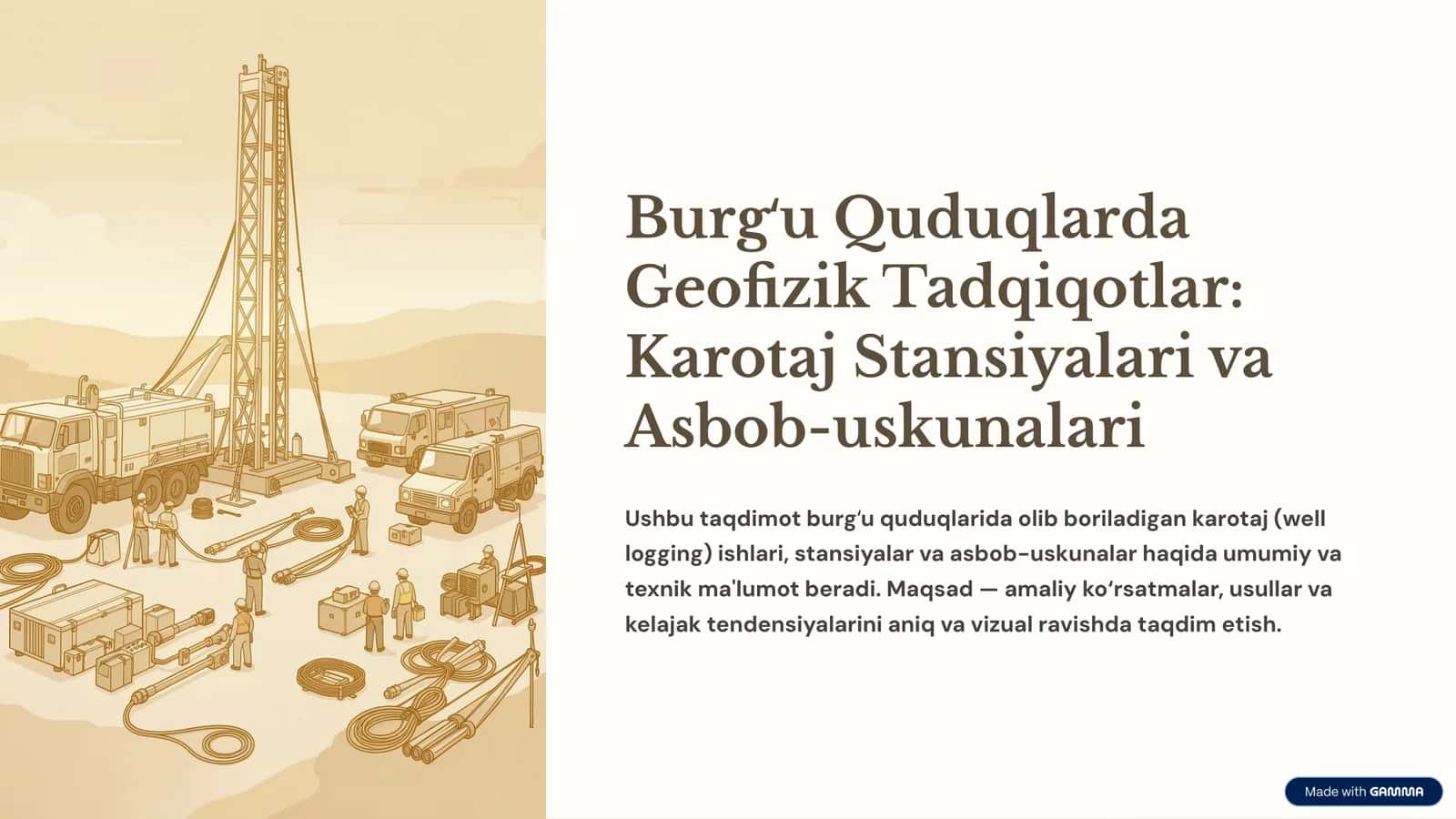 Burgʻu Quduqlarda Geofizik Tadqiqotlar Karotaj Stansiyalari va Asbob-uskunalari