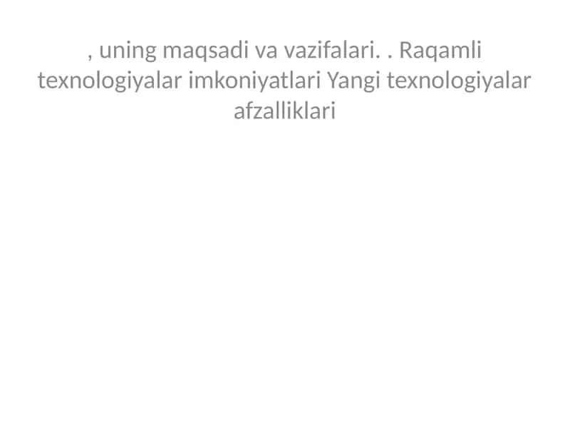 Raqamli texnologiyalar (Digital technologies)