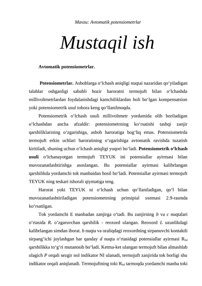 Avtomatik potensiometrlar