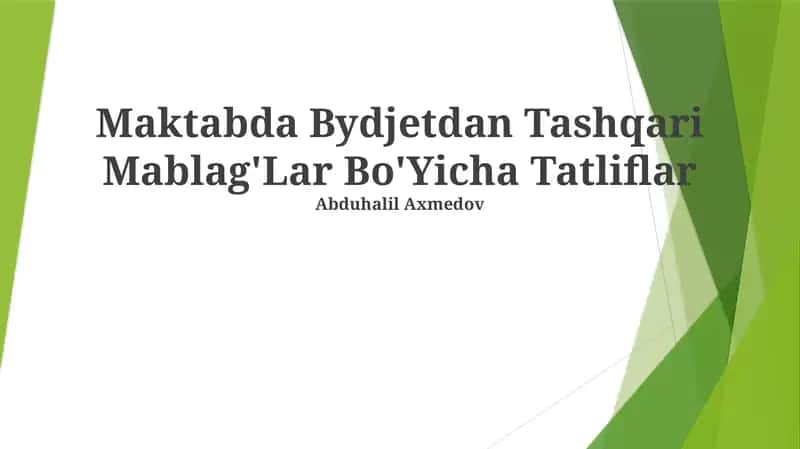 Byudjetdan Tashqari Mablag'Lar Bo'Yicha
